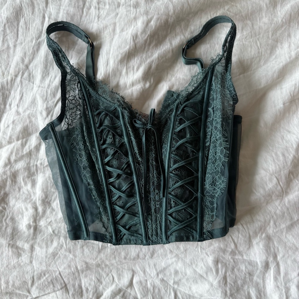 Victoria's Secret green Lace Corset Top